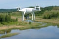 The flying quadcopter `Phantom 4 Edvansed` close up Royalty Free Stock Photo