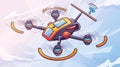 Flying quadcopters or quadrotor helicopters with wi-fi sign modern illustration
