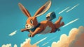 Flying rabbit in air
