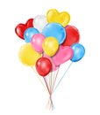 Flying Realistic Glossy Balloons for birthday Party and Celebrations Isolated in White. Realistic Colorful shaped Royalty Free Stock Photo