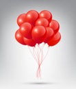 Flying Realistic Glossy Red Balloons with Party and Celebration concept on white background