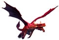 Flying red dragon 3D illustration