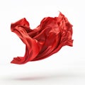 flying red drapery fabric isoalted on a white background, AI Generative Royalty Free Stock Photo