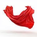 flying red drapery fabric isoalted on a white background, AI Generative Royalty Free Stock Photo