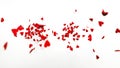 Flying red hearts on white background, Soft Focus With Bokeh. Valentines Day Love Idea Royalty Free Stock Photo