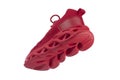 Flying red rag sneaker with a corrugated sole Royalty Free Stock Photo