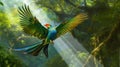 Flying Resplendent Quetzal. Generative AI