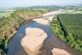 Flying Aerial Photo River Overhead Rural Farmlands