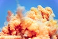 Rock dust clouds after the detonator blasting