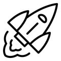 Flying rocket icon, outline style Royalty Free Stock Photo