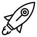 Flying rocket icon, outline style Royalty Free Stock Photo