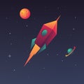 Flying rocket in space Royalty Free Stock Photo