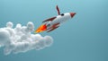 Flying with a Rocket to Successful background . Business concept illustration.3d rendring.rocket illustration flying over cl