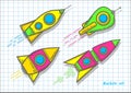 Flying rockets, vector