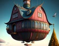 Flying house - AI generated art