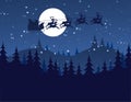 Flying Santa and Christmas Reindeer