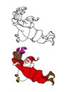 Flying Santa Claus with gift