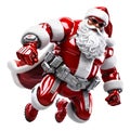 Flying Santa Claus super hero techno character isolated