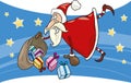 Flying santa with gifts Royalty Free Stock Photo
