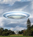 Flying saucer above the White House Royalty Free Stock Photo