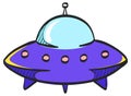 Flying saucer icon in color drawing