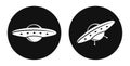 Flying saucer logo. Isolated flying saucer on white background