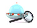 Flying saucer with magnifying glass