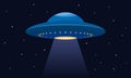 Flying saucer with UFO aliens against the background of the night starry sky Royalty Free Stock Photo