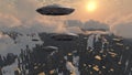 Spacecrafts over city