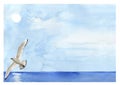 Flying sea gull painting Royalty Free Stock Photo