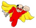 Flying senior super hero with cape