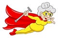 Flying senior super heroine with cape Royalty Free Stock Photo