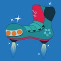 Flying shoes. Futuristic shoes concept vector illustration