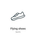 Flying shoes outline vector icon. Thin line black flying shoes icon, flat vector simple element illustration from editable sports