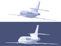 Flying small airliner. Rear view. Vector illustration. Royalty Free Stock Photo