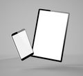 flying smartphone and tablet mockup