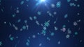 flying snow flakes and stars on dark blue night background. Royalty Free Stock Photo