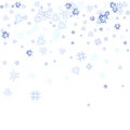 Flying snowflakes on a light blue background. Winter Abstract snowflakes. Falling snow. Royalty Free Stock Photo