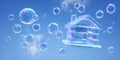 Soap bubbles against a blue sky - 3D illustration Royalty Free Stock Photo