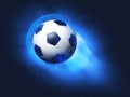 Flying soccer ball Royalty Free Stock Photo