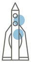 Flying space rocket, icon Royalty Free Stock Photo