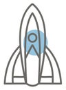 Flying space rocket, icon Royalty Free Stock Photo