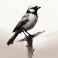 Speedpainting Of A Small Black And Grey Bird On A Post Royalty Free Stock Photo