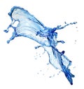 Flying splash blue liquid