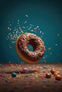 Flying sprinkled donut