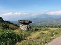 Flying stones with a background of natural scenery in the mountains of Belu Regency