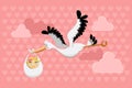 Flying Stork Delivery Baby Girl Royalty Free Stock Photo