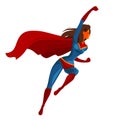 Flying superhero. Cartoon vector illustration