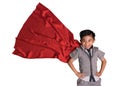 Flying superhero in studio, Child pretend to be superhero, Super hero kid, Success, Creative and imagination concept Royalty Free Stock Photo