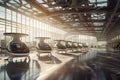 flying taxi airport of the future illustration generative ai